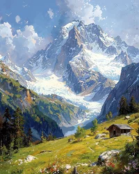 Landschaft mit blumigen Hügeln