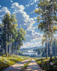 Große Herbstlandschaft mit Bäumen