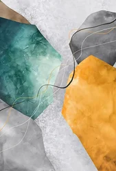 Gemälde in Grauen & Orangen Tönen, Kontrast & Tiefe