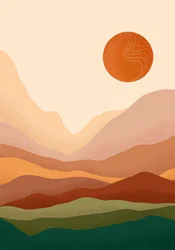 Böhmischer Sonnenaufgang & Berg minimalistisches Poster