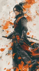 Samurai-Frau im Graffiti-Wildstil, Kampfkunst