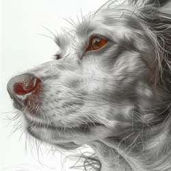 Hundeporträt schwarz-weiß minimalistisches Zeichnung