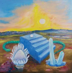 Landschaft mit Treppen
