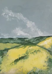 Hügel und Blumenfelder