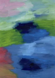Eine expressive Fusion der drei Primärfarben, Blau, Rot und Gelb, die in Harmonie tanzen