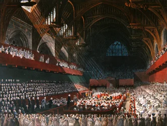 Prozess gegen Lord Melville in der Westminster Hall im April 1806