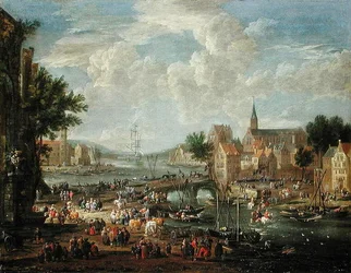 Stadtbewohner am Flussufer