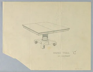 Design für einen Esstisch "C" aus Mahagoni