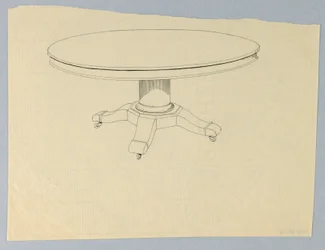 Entwurf für einen runden Tisch auf geformtem Sockel
