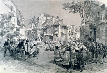 Die letzte Szene der Cavalleria rusticana, Oper von Mascagni, im Teatro alla Scala 1891