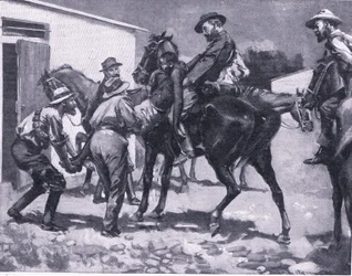 Esaus Fluchtversuch, aus After Pretoria: Der Guerillakrieg veröffentlicht von Harmsworth Bros Limited, 1901