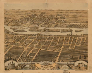 Vogelperspektive von Batavia, Kane County, Illinois, 1869. LOC 73693342