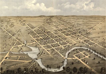 Vogelperspektive von Columbus, Columbia Co., Wisconsin 1868