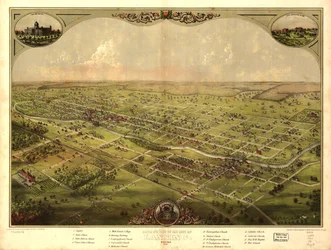 Vogelperspektive der Stadt Lansing, Michigan 1866