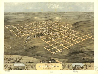 Vogelperspektive der Stadt Montana, Boone Co., Iowa 1868