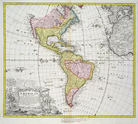 Karte von Amerika, veröffentlicht von Homann, 1746
