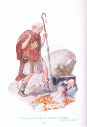 Das arme verlassene Baby wurde von einem Schäfer gefunden (Das Wintermärchen), aus Geschichten aus Shakespeare, veröffentlicht von Ward Lock & Co Ltd