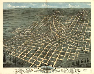 Vogelperspektive der Stadt Atlanta, Hauptstadt von Georgia 1871