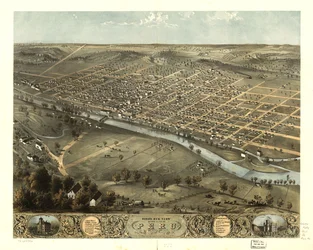 Vogelperspektive der Stadt Peru, Miami Co., Indiana 1868