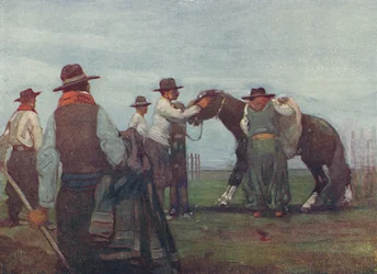 Gauchos brechen ein junges Pferd, 1916