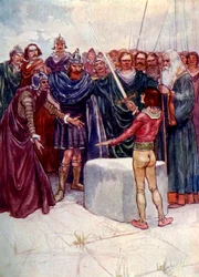 Er stand da und hielt das magische Schwert in der Hand, 1905