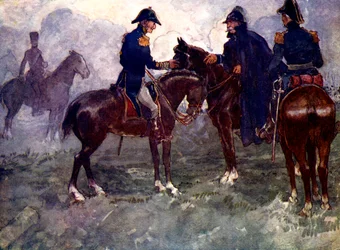 Erst nach der Schlacht trafen sich Blücher und Wellington, 1815, 1905