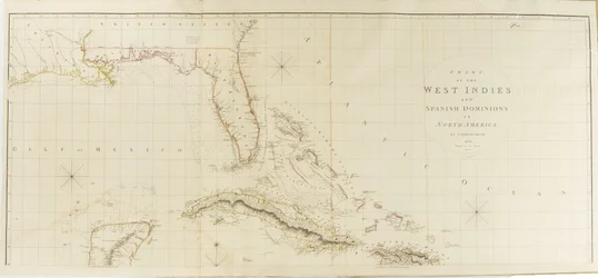 Karte der Westindischen Inseln und spanischen Herrschaftsgebiete in Nordamerika
