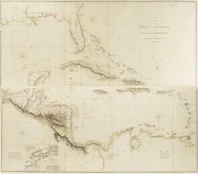 Karte der Westindischen Inseln und spanischen Herrschaftsgebiete in Nordamerika