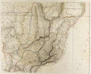 Umrisse der physischen und politischen Teilungen Südamerikas