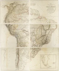 Umrisse der physischen und politischen Teilungen Südamerikas