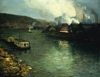 Abend, Fabriken am Fluss