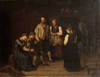 Alltagsleben in einem norwegischen Bauernwohnzimmer