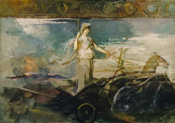 Minerva in einem Streitwagen
