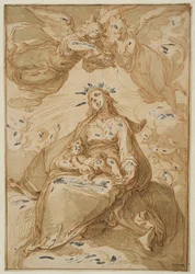 Madonna mit Kind, von Engeln gekrönt