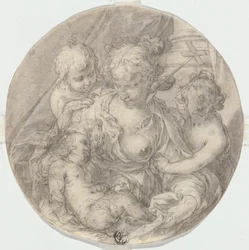 Die Madonna mit dem Christuskind, mit dem kleinen Johannes dem Täufer und einem anderen Kind (Caritas)