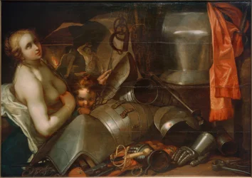 Venus und Amor in der Schmiede des Vulkan