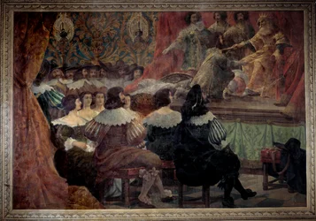 Eine theatralische Darstellung im 17. Jahrhundert im Schloss von Grosbois Gemälde von Abraham Bosse (1602-1676)