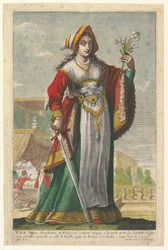 Französische Judith, eine Illustration aus Pierre Le Moynes La Gallerie des femmes fortes, 1647