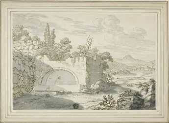 Landschaft mit Brunnen