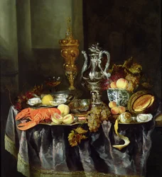 Stillleben mit Früchten und Schalentieren