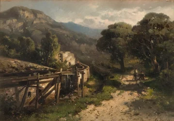 Landschaft und Mühle