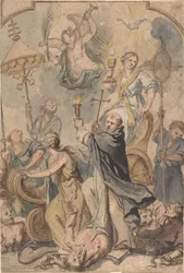 Eine Allegorie des Triumphs über die Häresie, mit St. Dominikus im Vordergrund