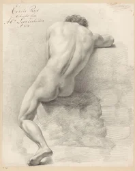Sitzender männlicher Akt, von hinten gesehen (1. Preis 1820)