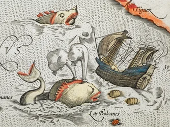 (Detail) Seemonster greifen ein Schiff an