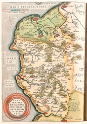 Caletensium et Bononiensium Ditionis Accurata Delineatio Geographische Karte des Boulonnais-Territoriums (Grafschaft Boulogne), Artois und Französisch-Flandern einschließlich der Orte Calais, Arches, Greuelinge, Etaples und Montreuil... aus „Theatrum Orbis
