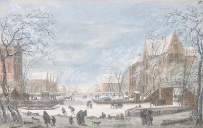 Schneefall in einer niederländischen Stadt, n.d.