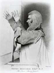 Henry Brougham Esq MP, der Anwalt der Königin, graviert von T.Wright, 1821