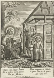 Christus hilft Josef beim Hausbau
