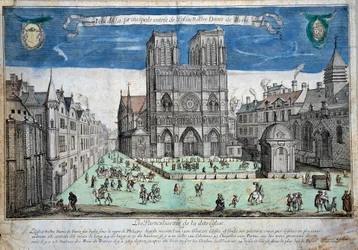 Ansicht des Parvis Notre-Dame in Paris, Gravur von Abraham Van Merlen (1579-1650). 1640 Paris. Museum von Notre Dame