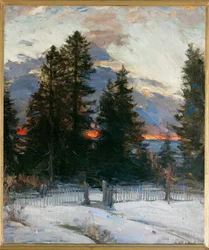 Sonnenuntergang über einer Winterlandschaft